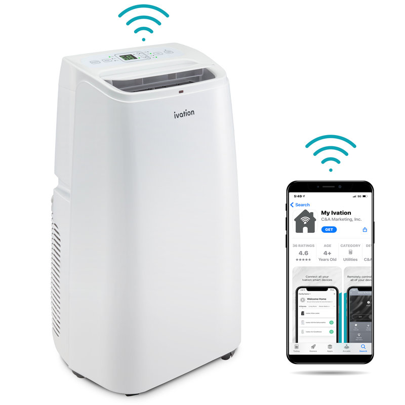 Ivation 13000 BTU Wi-Fi Connected Portable Air Conditioner for 500 Square Feet with Remote Included