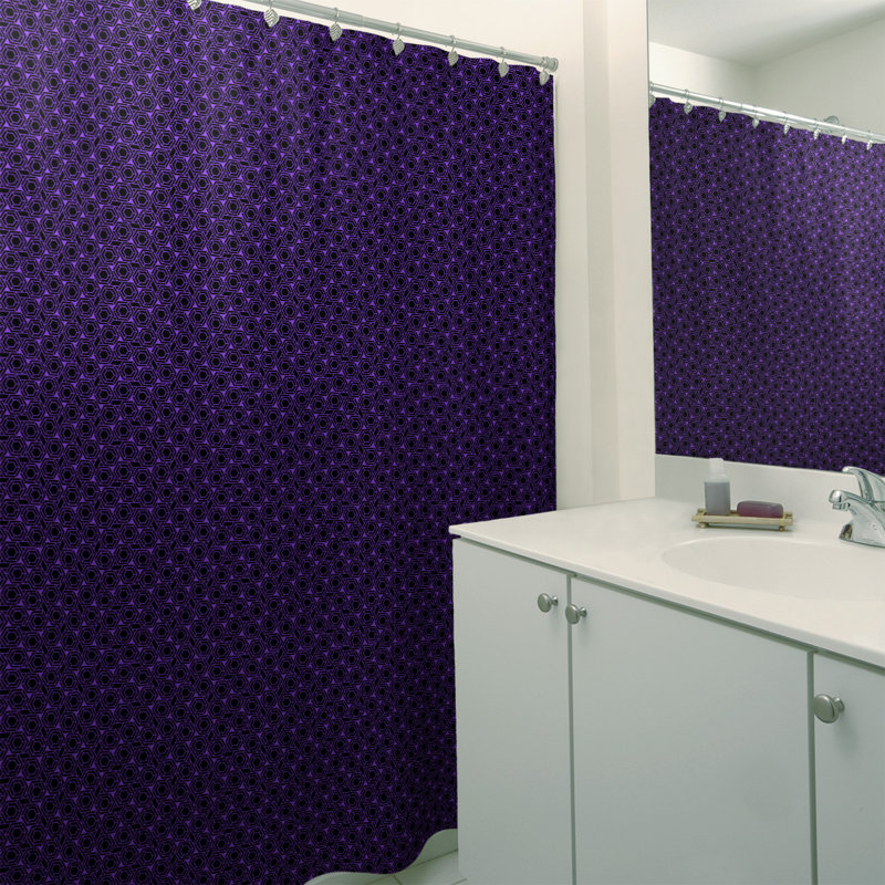 Classic Hexagonal Single Shower Curtain, Purple/Black