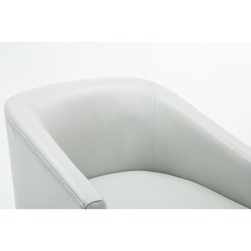 Fauteuil pivotant en bois gris - confortable et élégant pour le salon, revêtement en similicuir, structure en contreplaqué de bois franc, aucune couleur d'assemblage requise