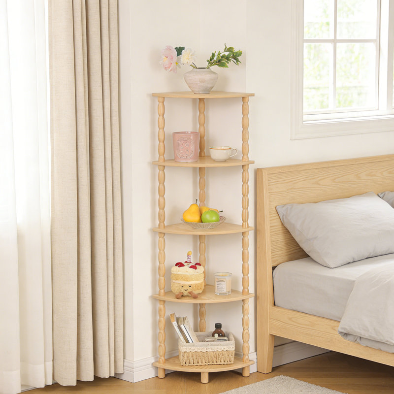 Corner Bookshelf, 5-Tier Corner Shelf, Modern Storage Corner Plant Stand, Suitable For Bedroom, Bathroom, Kitchen, Living Room
