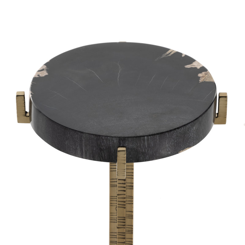 Jonty Solid Wood End Table, Dark Petrified Wood
