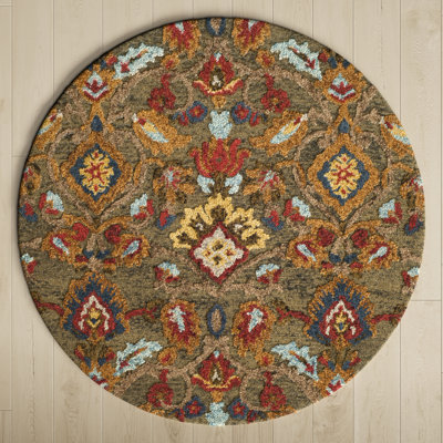 Tansy Handmade Wool Green / Multi Rug