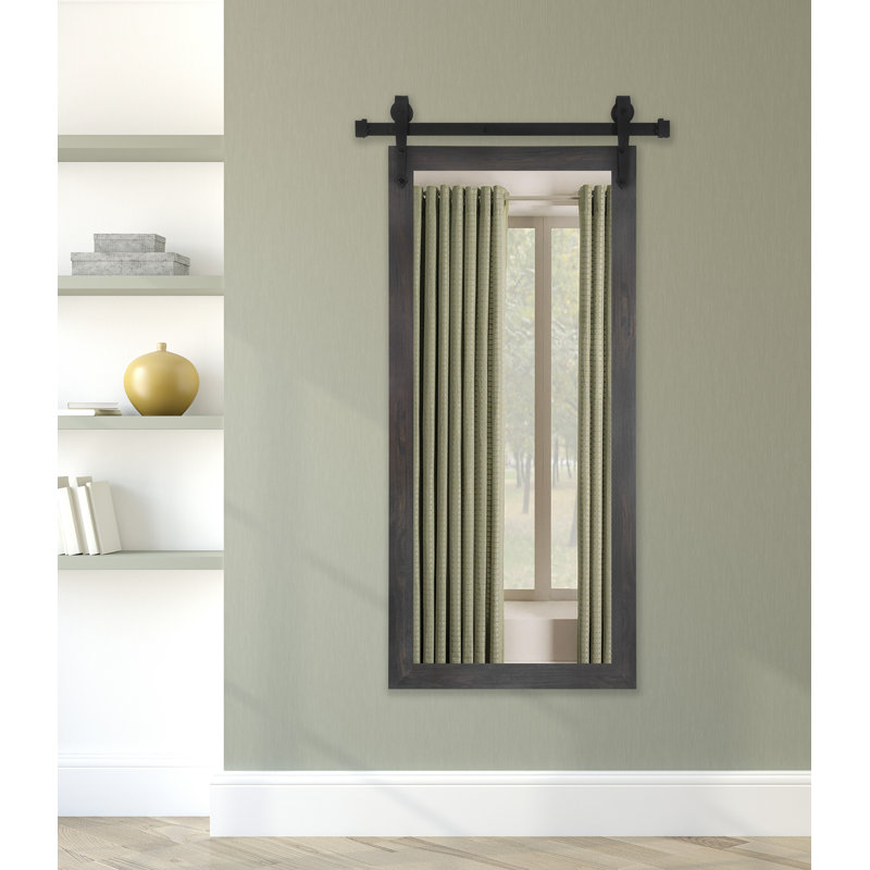 Neace Solid Wood Flat Wall Mirror, 68" H x 36" W, Brown/Black