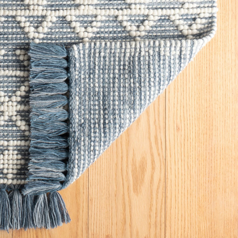Pembrook Blue Handwoven Wool Rug, Rectangle 2' x 3'