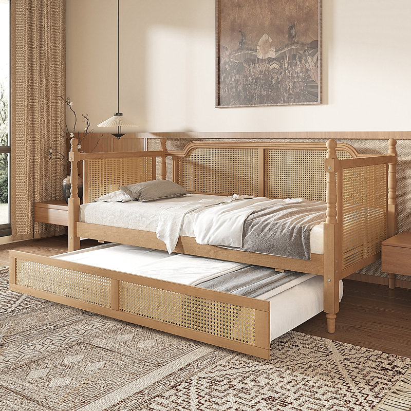 Rattan Twin Size Daybed With Twin Size Trundle