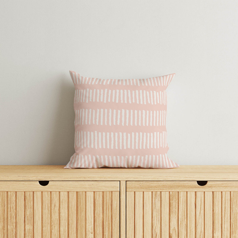 Coussin décoratif lignes d'escrime, H 16 po x l 16 po, Rayure rose