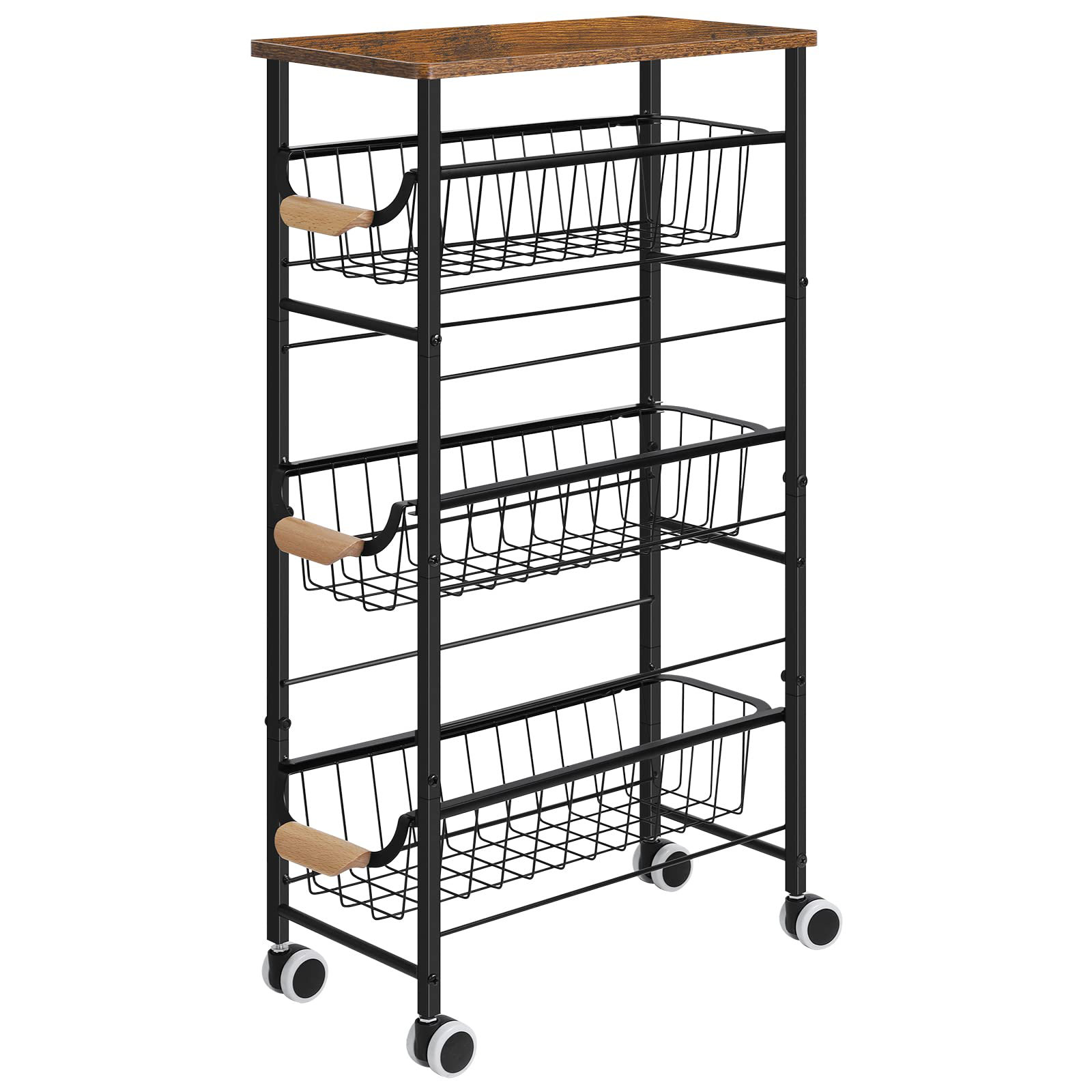 17 Stories Slim Rolling Storage Cart,4Tier Rolling Kitchen Cart,Narrow