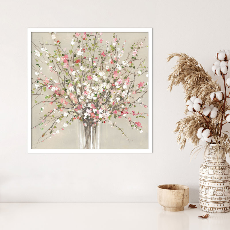 «Peach Blossom Bouquet» par Asia Jensen, impression sur bois encadrée, H 25 po x l 25 po