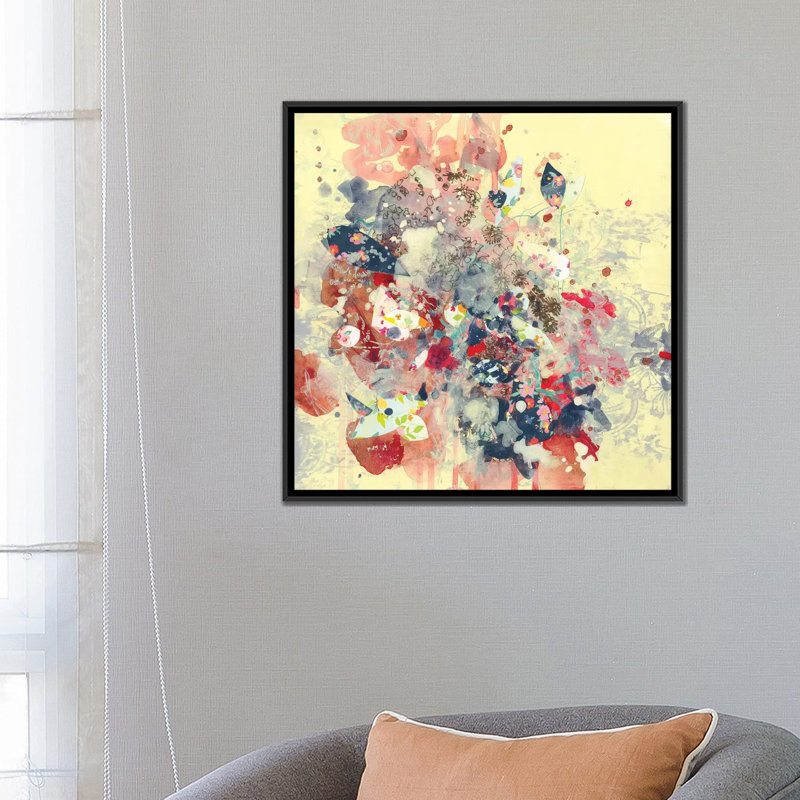 « crème i » par kathryn neale, impression sur toile, H 18 po x l 18 po x P 1,5 po, Toile avec cadre noir, Pas de tapis