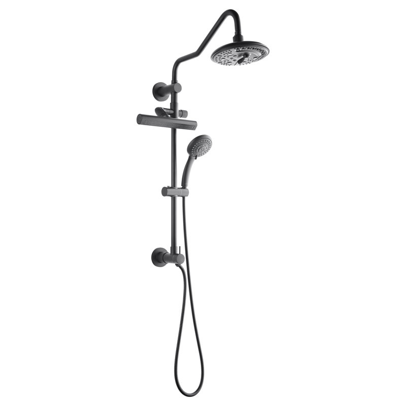 FORNO ACQUA AcquaFALL Shower, Matte Black Finish, Overhead Rainfall Shower, 7 Function Diverter, Handheld Shower Head, Body Jets, 1.8 GPM Flow Rate