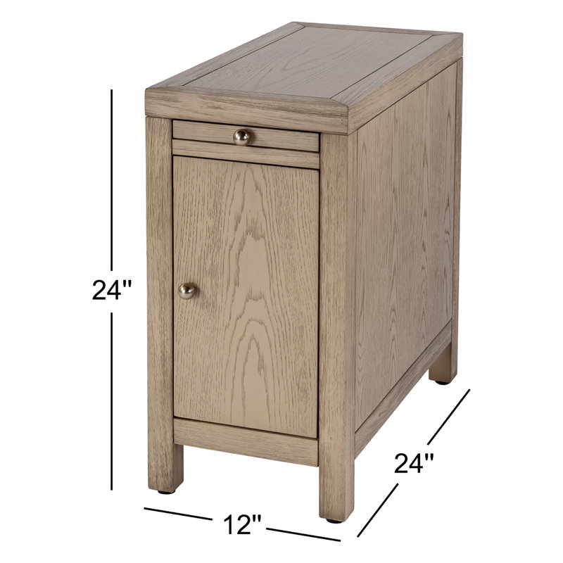 Nora 12 in. W Wood 1 Door End Table with Pull-Out Tray, Light Oak