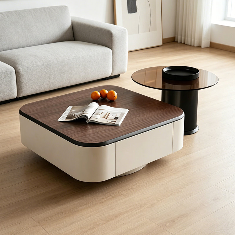 Table basse French Cream, Crème/noir