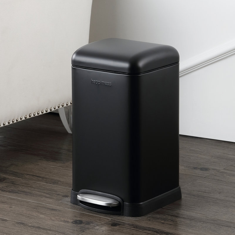 Poubelle à pédale Betty Retro Steel, Noir, 3,2 gallons