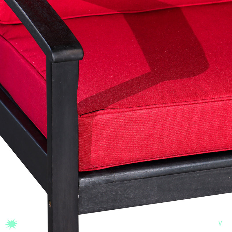 Durane Wood Outdoor Lounge Chair, Black, Red