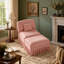 Canapé et repose-pieds 1 place en chenille rose avec accoudoirs à volants amovibles