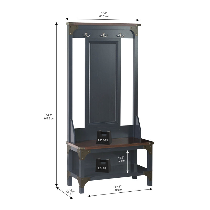 Arbre d'entrée Karish de 31,6 po de largeur avec banc et rangement pour chaussures