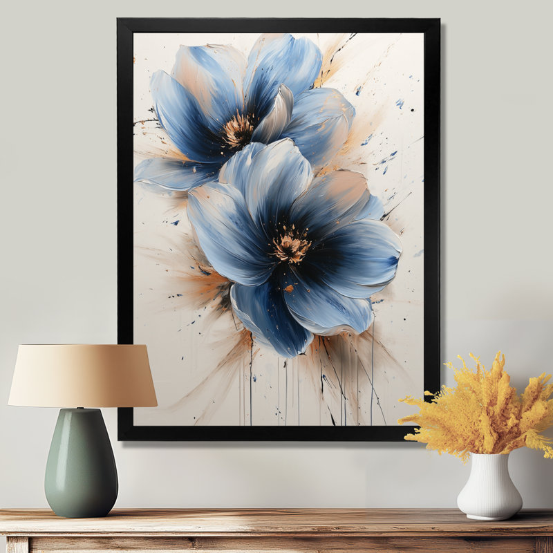 Hirsch - Floral Wall Art Living Room, Black, H 20 po x l 12 po, Reproduction encadrée d'une seule photo