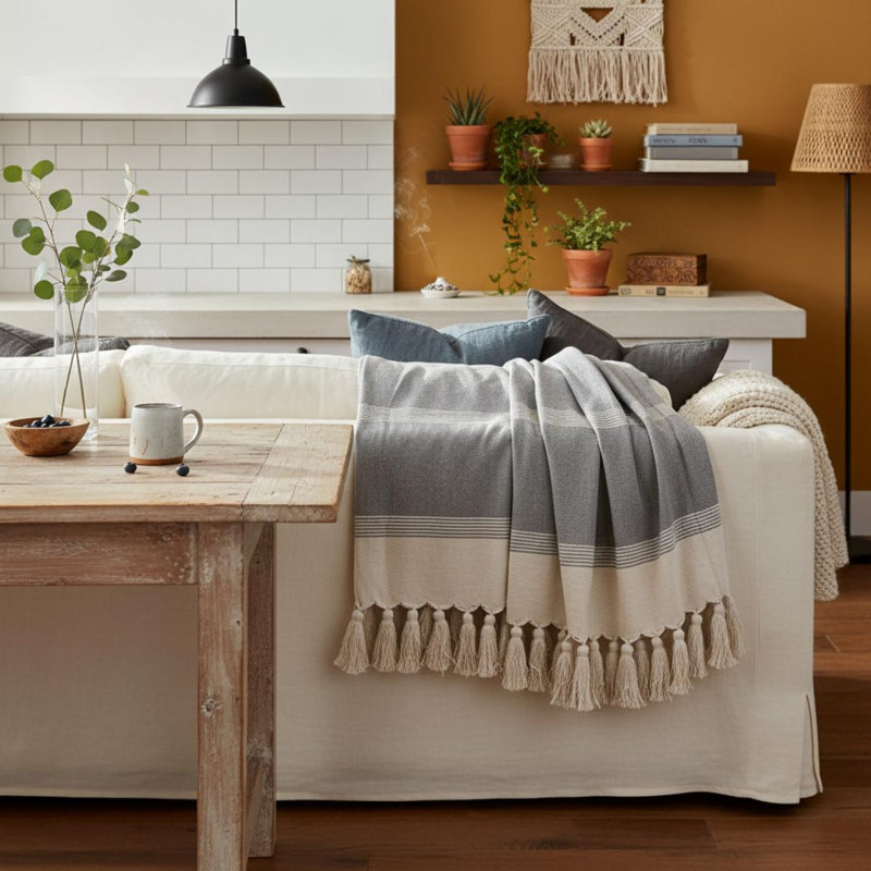 50x60" Conrad Grey Throw Blanket, 2 Pack