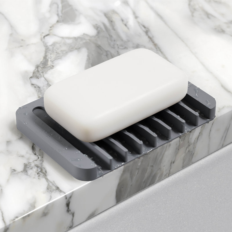 KRAUS Self-Draining Silicone Soap Dish / Sponge Holder for Bathroom or Kitchen Counter, Dark Gray