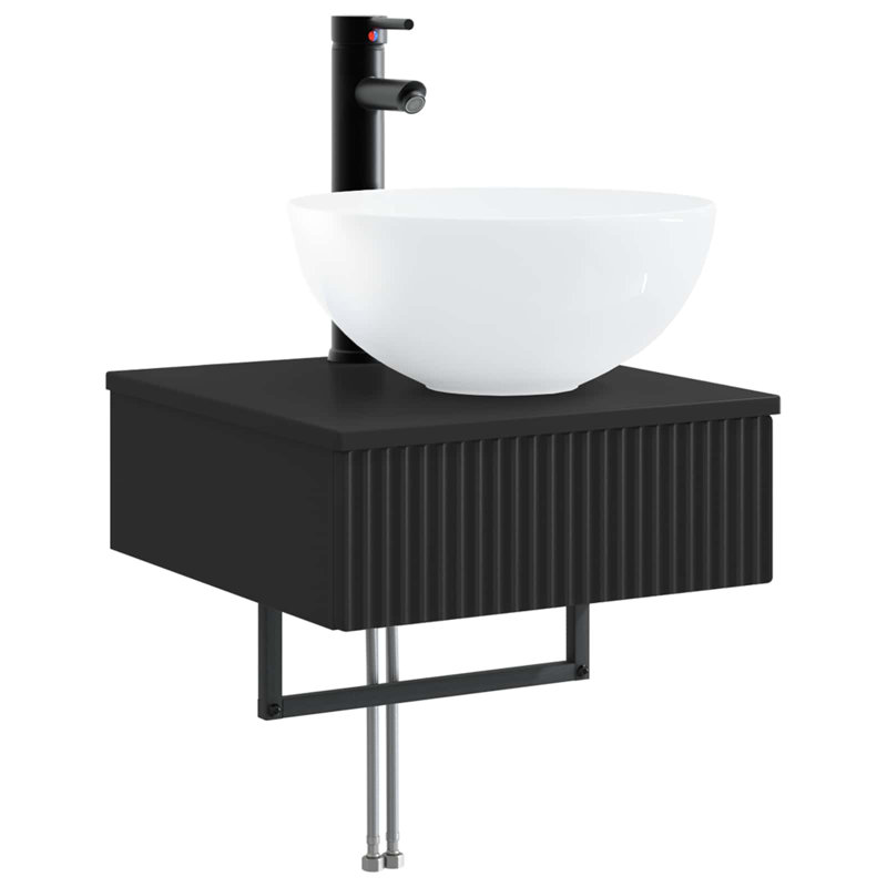 Single Bathroom Vanity with Ceramic Basin, Black