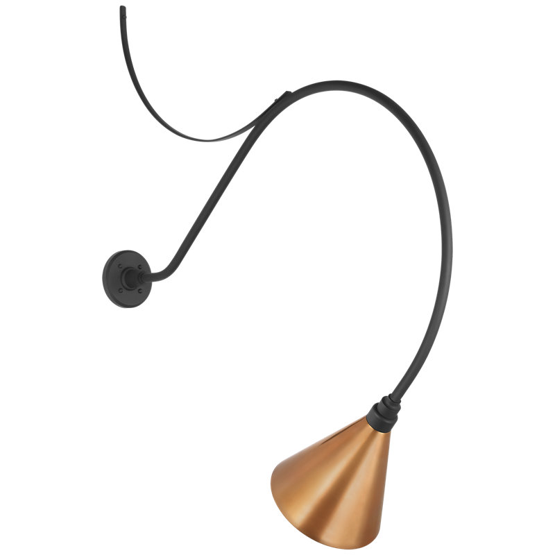 Thomas O'Brien, "Academy 36" Anchored Larrabee Barn Light in Matte Black with 9" Soft Copper Conical Savannah Shade
