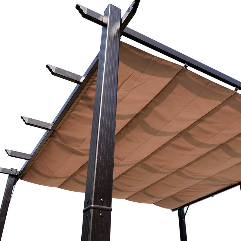 Auvent brun en aluminium pour pergola de patio rétractable de 10 pi pour l'abri de jardin extérieur