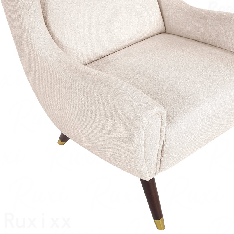 Chaise d'appoint moderne à oreilles rembourrée beige en bois massif avec meubles de luxe, Beige