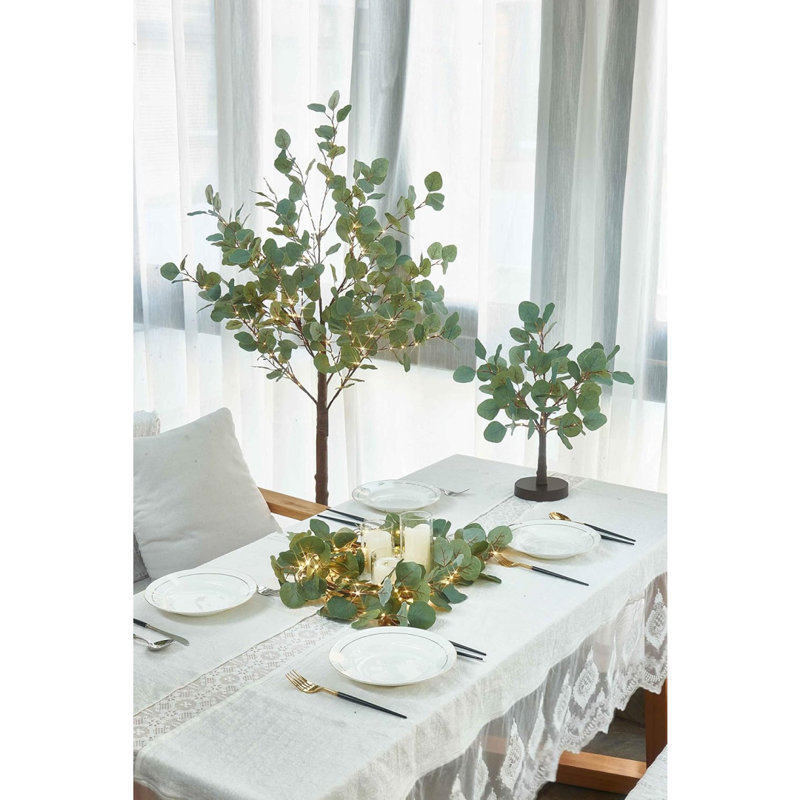 Lighted Eucalyptus Tree Plug In 4FT 160 Warm White LED Artificial Greenery Tree With Lights