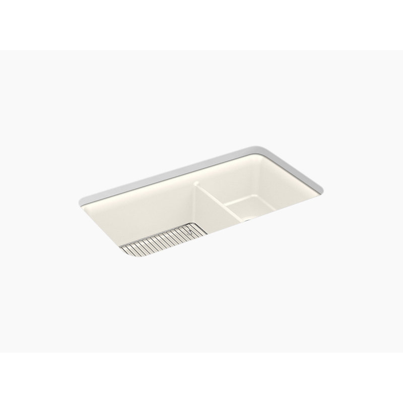 Cairn 34" L x 18" W Double Basin Undermount with Accessories, Matte Beige