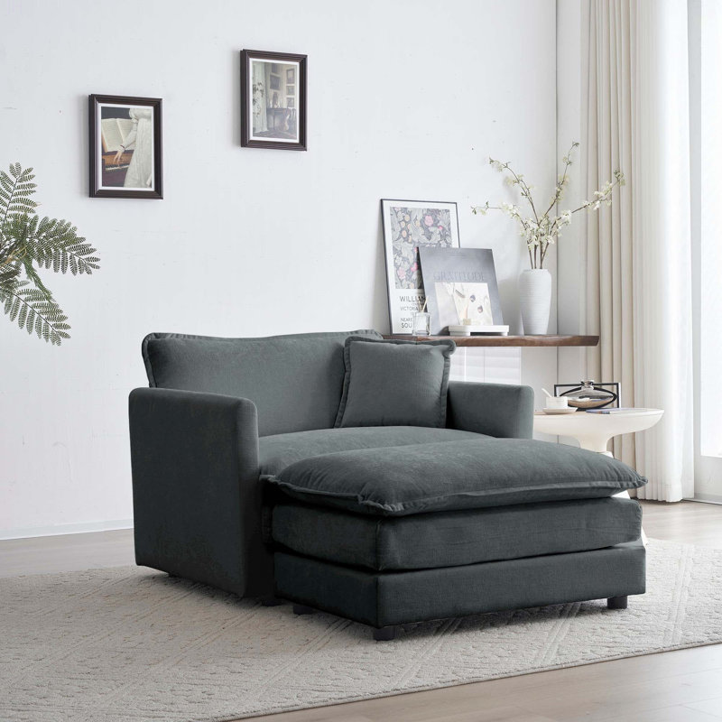 Chaise d'appoint moderne avec repose-pieds pour le salon de la chambre à coucher