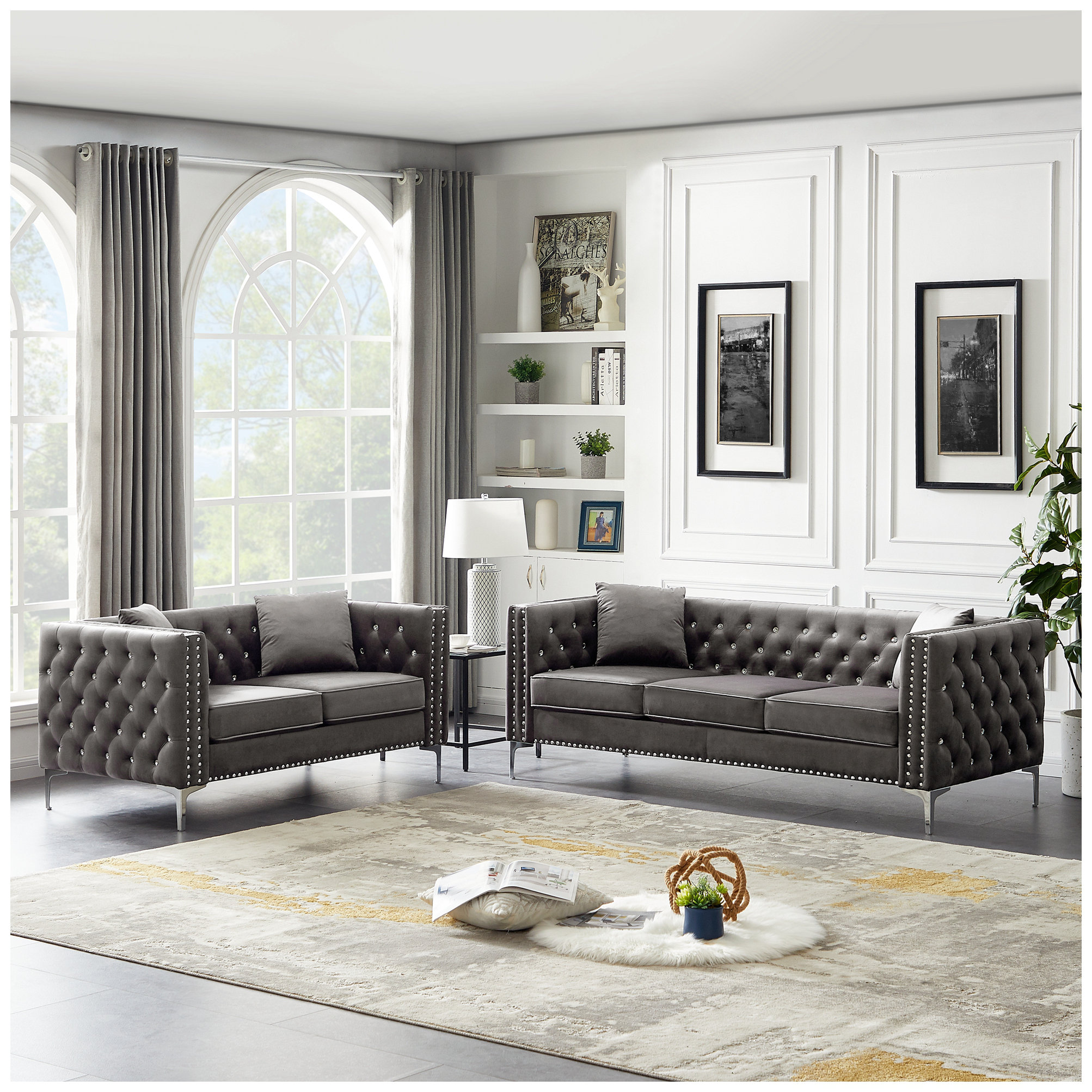 Red Barrel Studio® Antwun 2 Piece Velvet Living Room Set | Wayfair