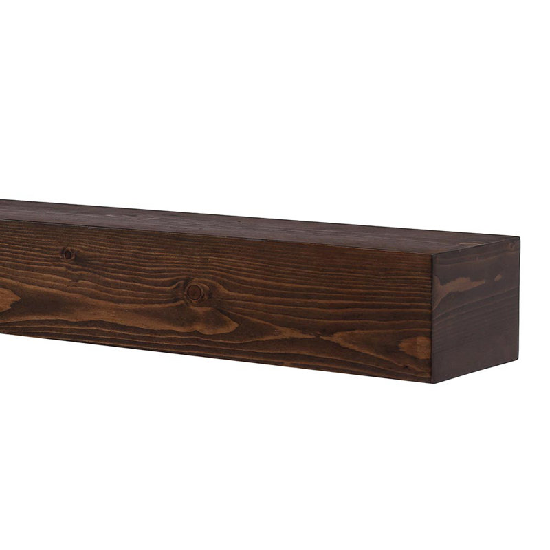 Brylee Floating Wood Fireplace Mantel Shelf, 72", 9" D x 5.5" H, Unfinished