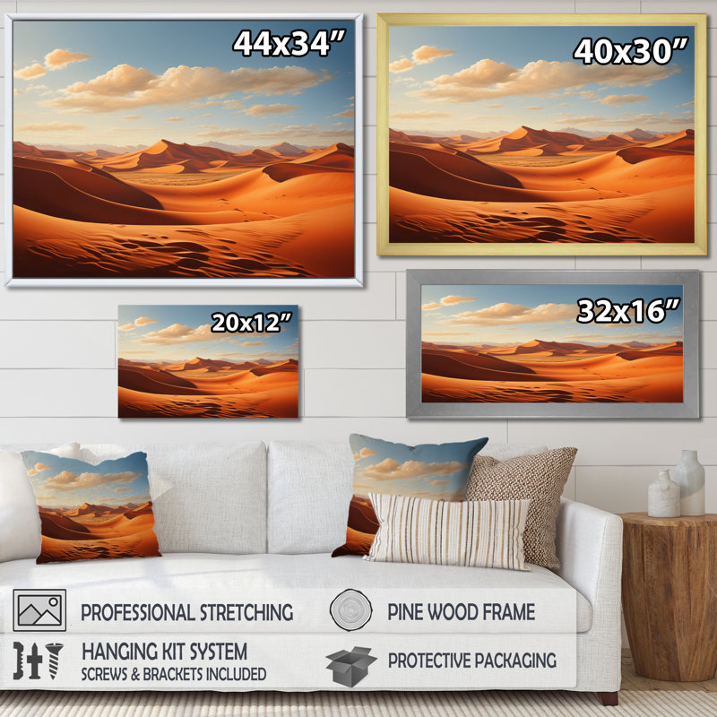 Sahara Desert Multiple Countries III - Landscapes Wall Decor, H 34 po x l 44 po x P 1,5 po, Cadre naturel flottant