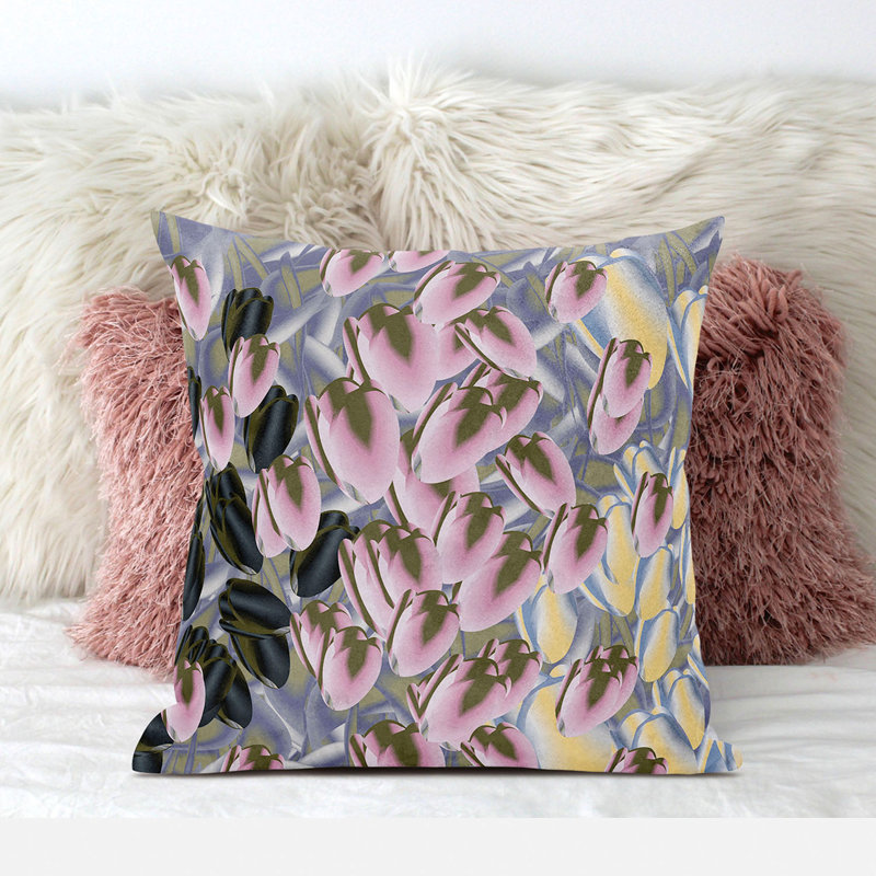 Polyester Throw Square Pillow Cover & Insert, Yellow/Gray, 16" x 16"