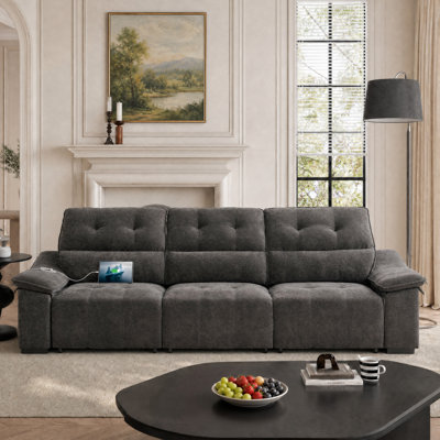3-Seat Power Reclining Sofa Bed with Independent Motors, Oversized Comfort, USB & Cup Holders for Home Theater