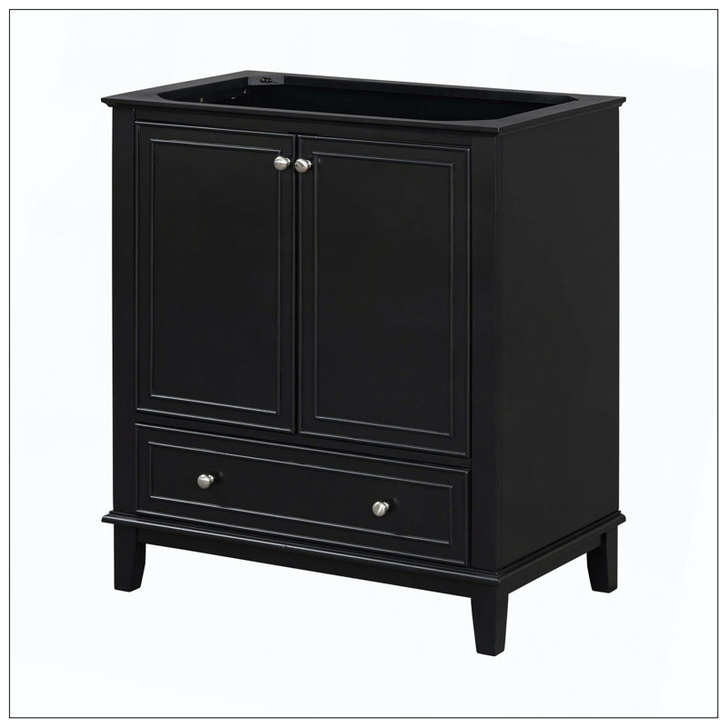 Armoire de salle de bain multifonctionnelle, Noir, Nickel brossé