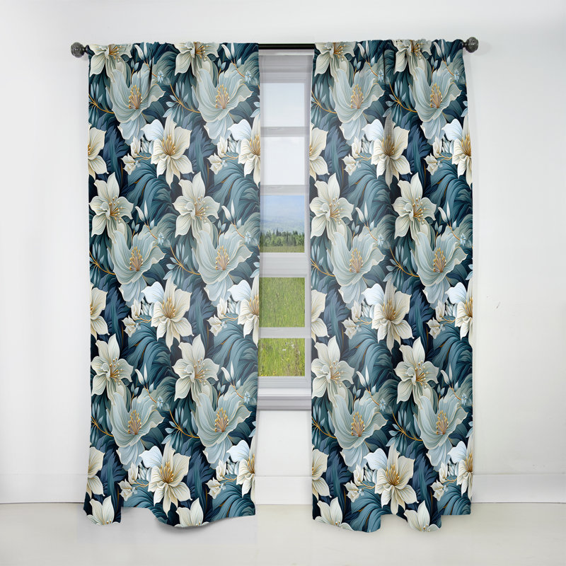 Motif tropical Oceanic Impressions - Rideau floral - Rideau floral obscurcissant - 1 panneau, L 52 po x L 84 po