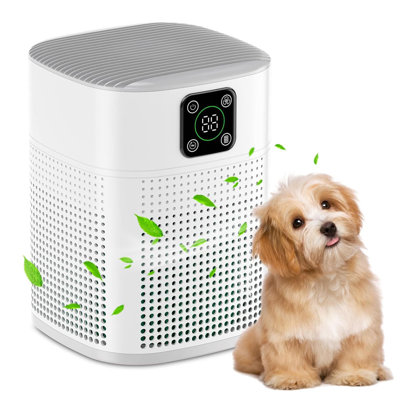 Air Purifiers for Bedroom, Honeyuan H13 HEPA Air Purifier for Room 600 sqft, Air purifiers with 360°Air Intake, 3 Fan Speeds, 3-Stage Filtration, White