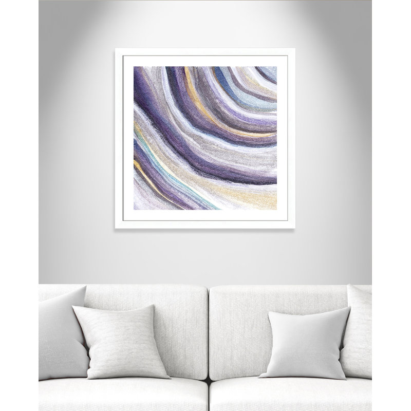 «Nowack Modern Agate Purple Tones», impression encadrée, H 33,5 po x l 33,5 po x P 1,25 po, Blanc mat