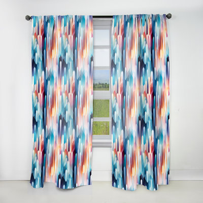 Colorful Futuristic Striped Pattern I - Modern Curtain - Velvet Room Darkening - 1 panel