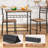 3-Piece Modern Dining Table Set with Square Table, 2 Chairs & Storage Rack, Steel Frame, Brown
