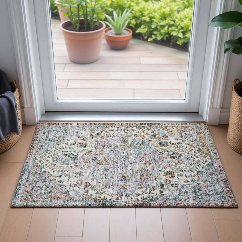 Machine Washable Indoor/Outdoor Jocelyn ACN2138 Global Rug, Rectangle 1'8" x 2'6"