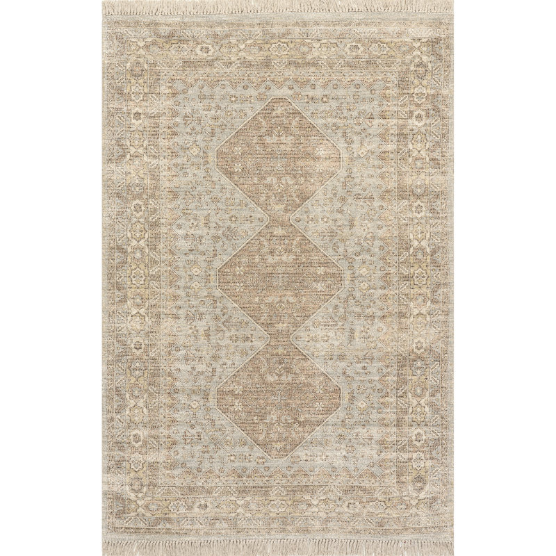 Tapis persan traditionnel à pampille Rosia, Rectangulaire 3 pi x 5 pi
