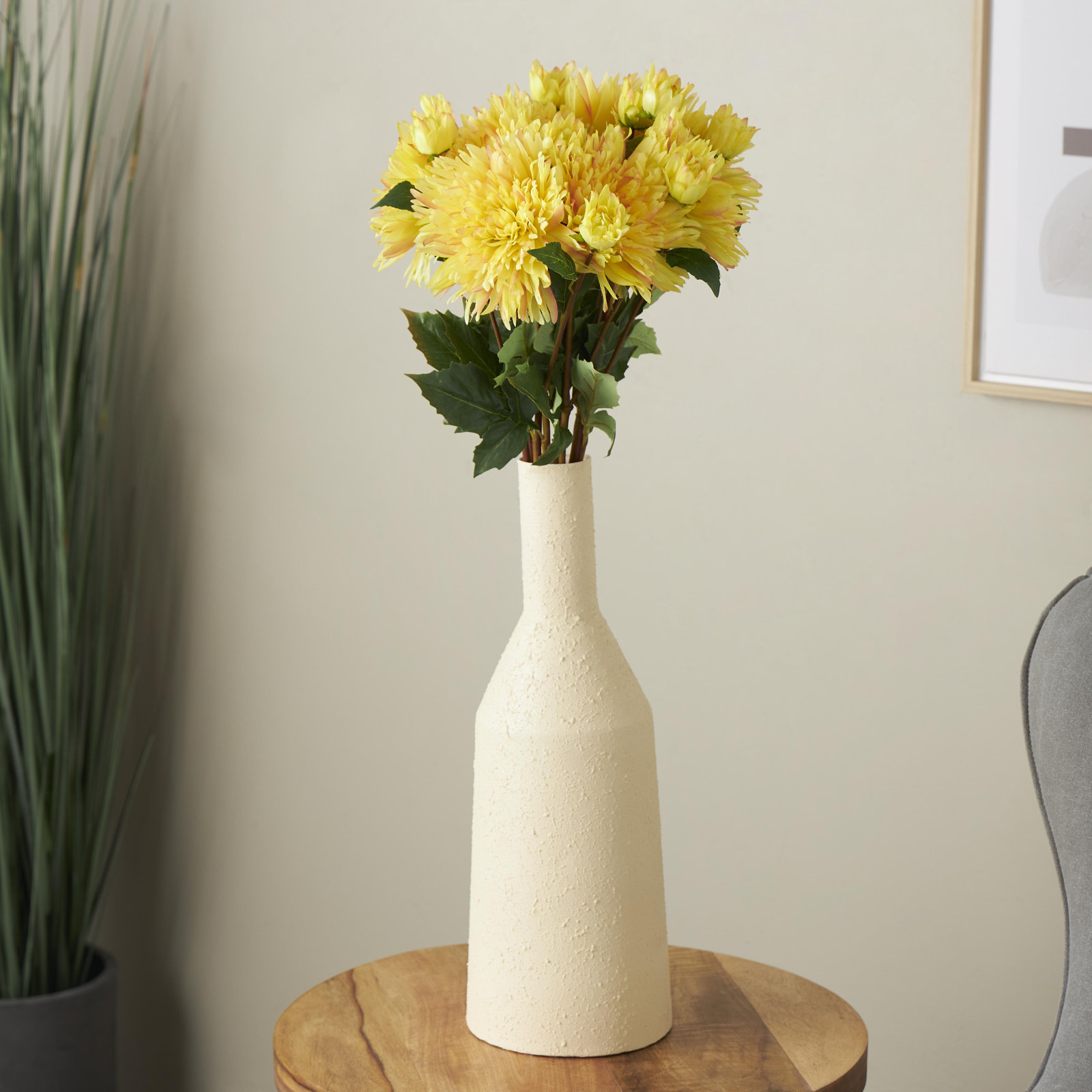 Dahlia Floral Stems, Yellow, 31.5" H x 15" W x 7" D