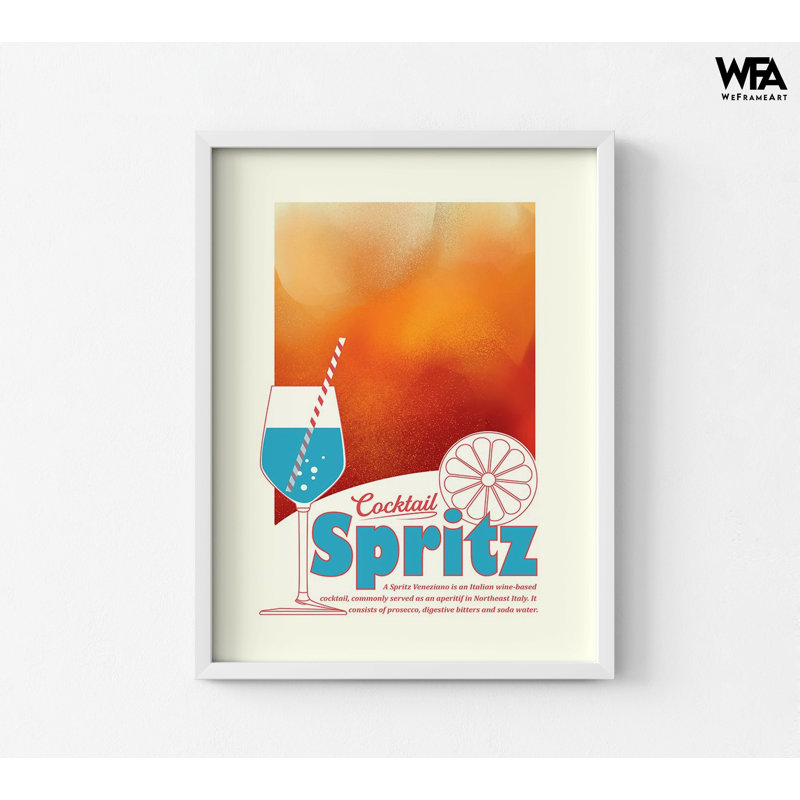 «Aperol Spirz», impression par Dionise Gemos, œuvre d'art de cocktail bleu, liqueur rétro, Happy Hour, mini bar, décoration murale de bureau