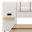 Lit plateforme tapissier avec deux prises, ports de chargement USB, deux coussins de chevet et tablettes de rangement-432939898-432939897
