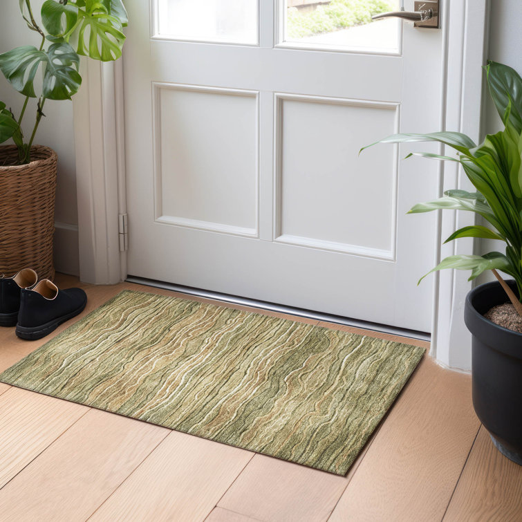 Machine Washable Indoor/Outdoor Cinead ACN1704 Fern Rug