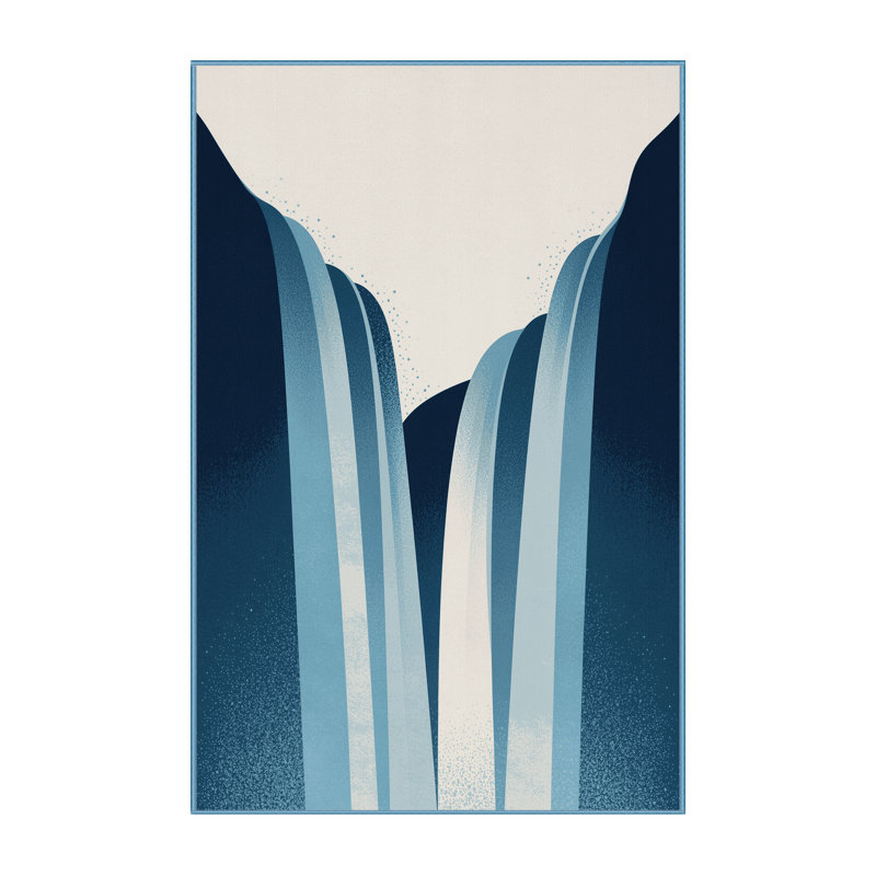 Machine Washable Pandelica Niagara Falls Contemporary Ombre Rug in Beige – BabyBlue Binding, 7x9