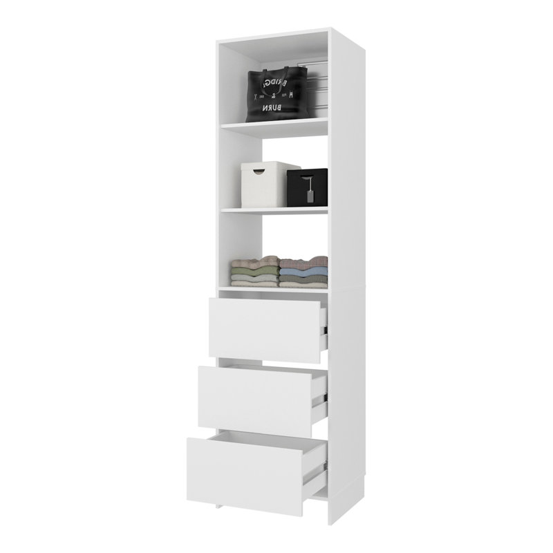 Placard Erie, 3 tiroirs, 3 tablettes, blanc