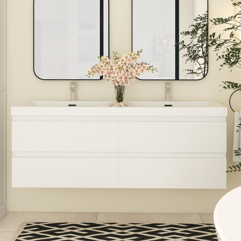 Meuble-lavabo double 59,05 po Quickel, Blanc